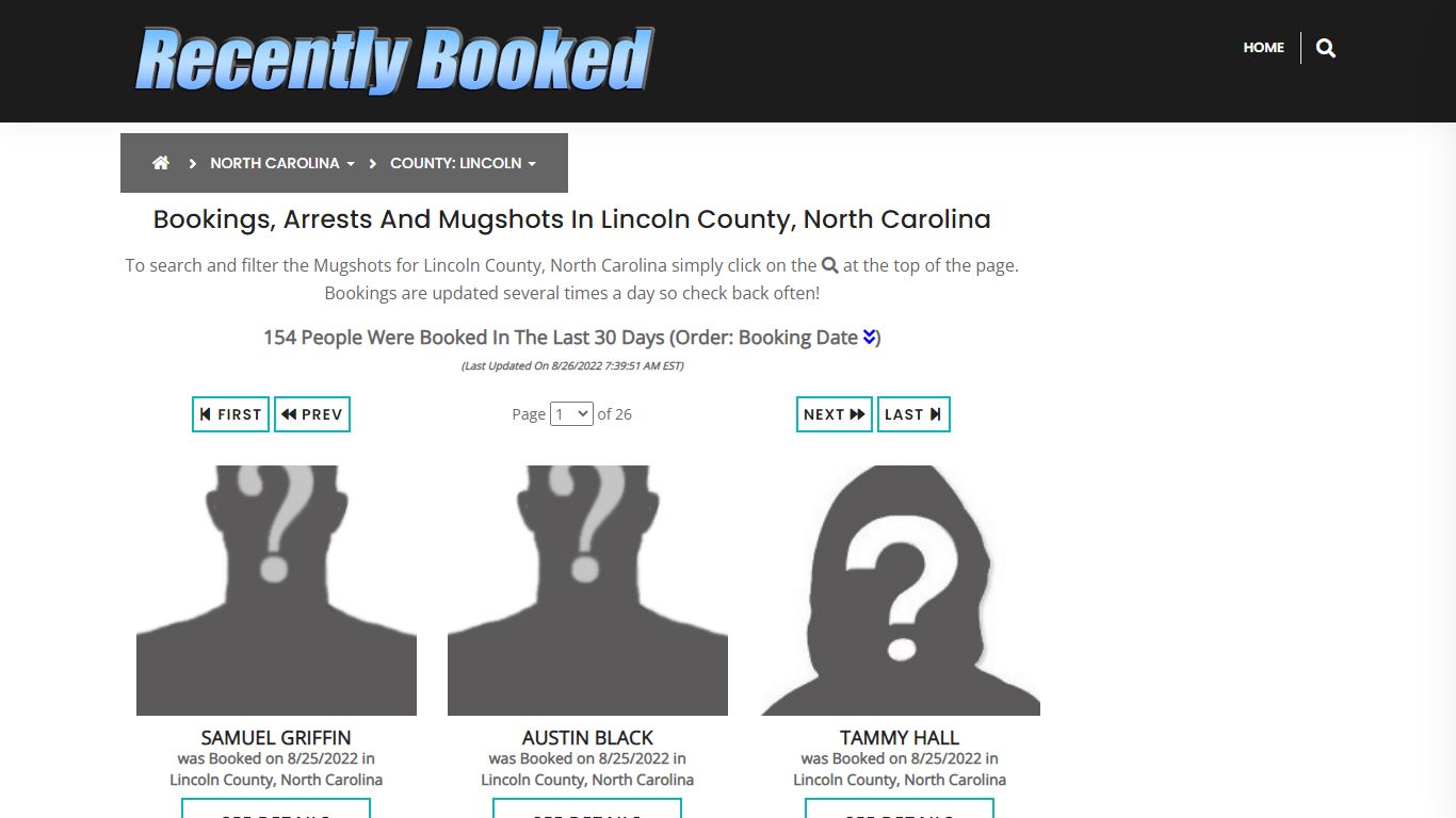 Bookings, Arrests and Mugshots in Lincoln County, North Carolina